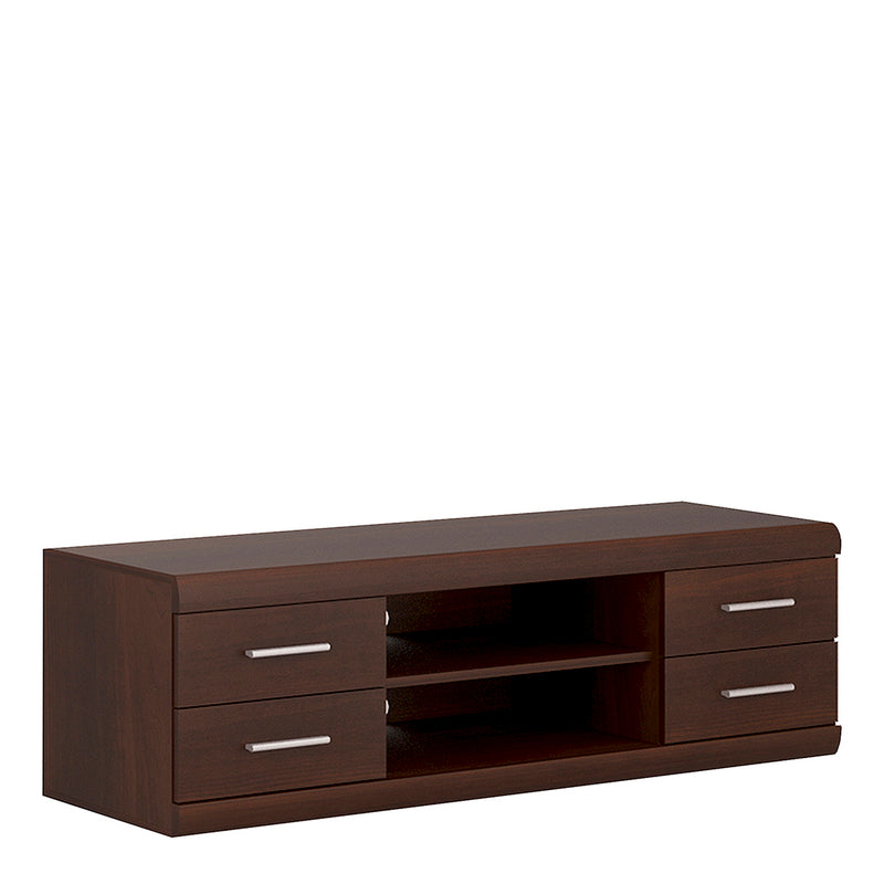 Imperial Wide 4 Drawer TV Cabinet in Dark Mahogany Melamine — front view