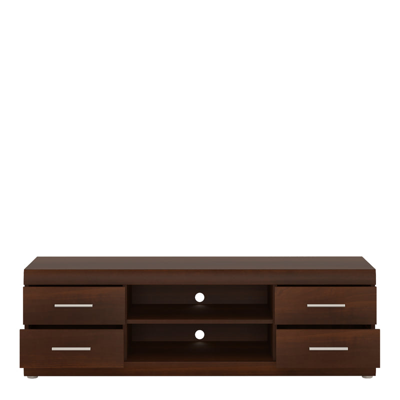 Imperial Wide 4 Drawer TV Cabinet in Dark Mahogany Melamine — side angle