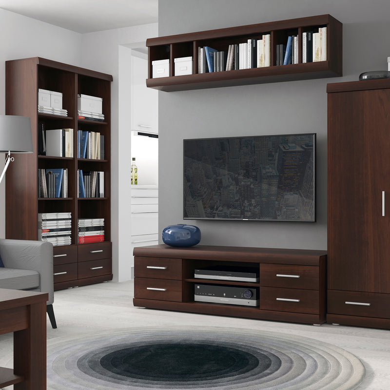 Imperial Wide 4 Drawer TV Cabinet in Dark Mahogany Melamine — alternative angle