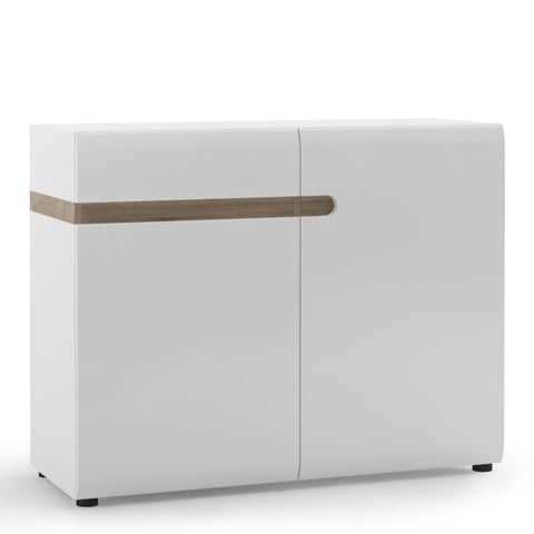 Chelsea Living 1 Drawer 2 Door Sideboard in White with a Truffle Oak Trim — front view