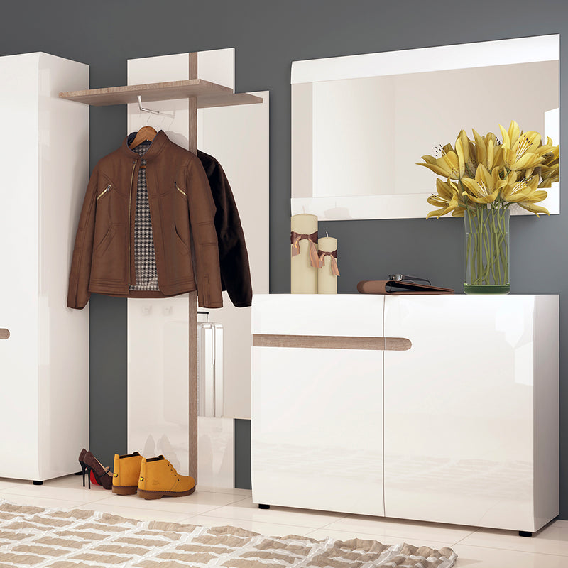 Chelsea Living 1 Drawer 2 Door Sideboard in White with a Truffle Oak Trim — detail view