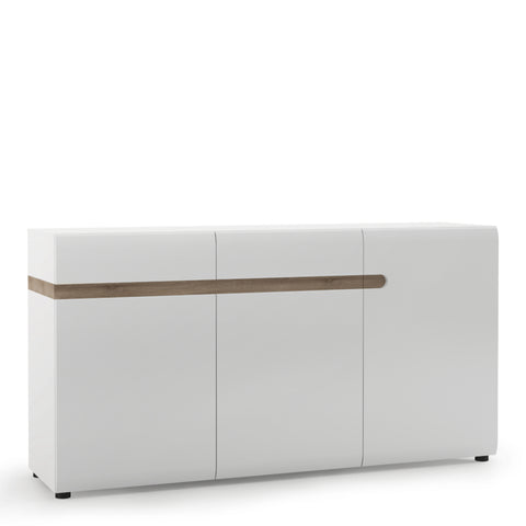 Chelsea Living 2 Drawer 3 Door Sideboard in White with a Truffle Oak Trim — front view