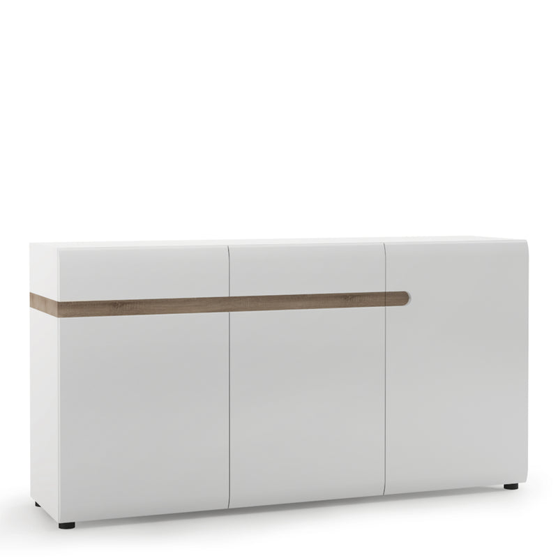 Chelsea Living 2 Drawer 3 Door Sideboard in White with a Truffle Oak Trim — front view