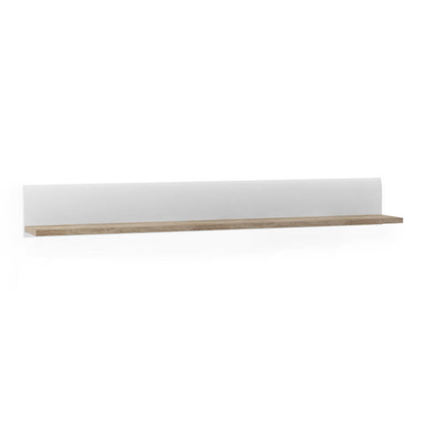 Chelsea Living Wall Shelf in White with a Truffle Oak Trim — front view