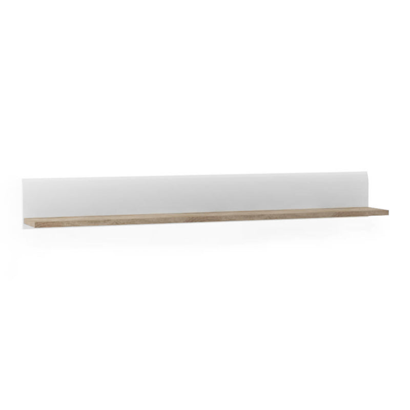 Chelsea Living Wall Shelf in White with a Truffle Oak Trim — front view