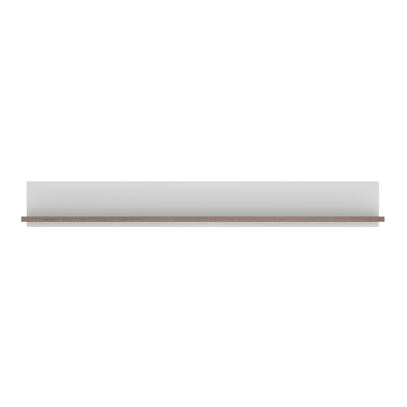 Chelsea Living Wall Shelf in White with a Truffle Oak Trim — side angle
