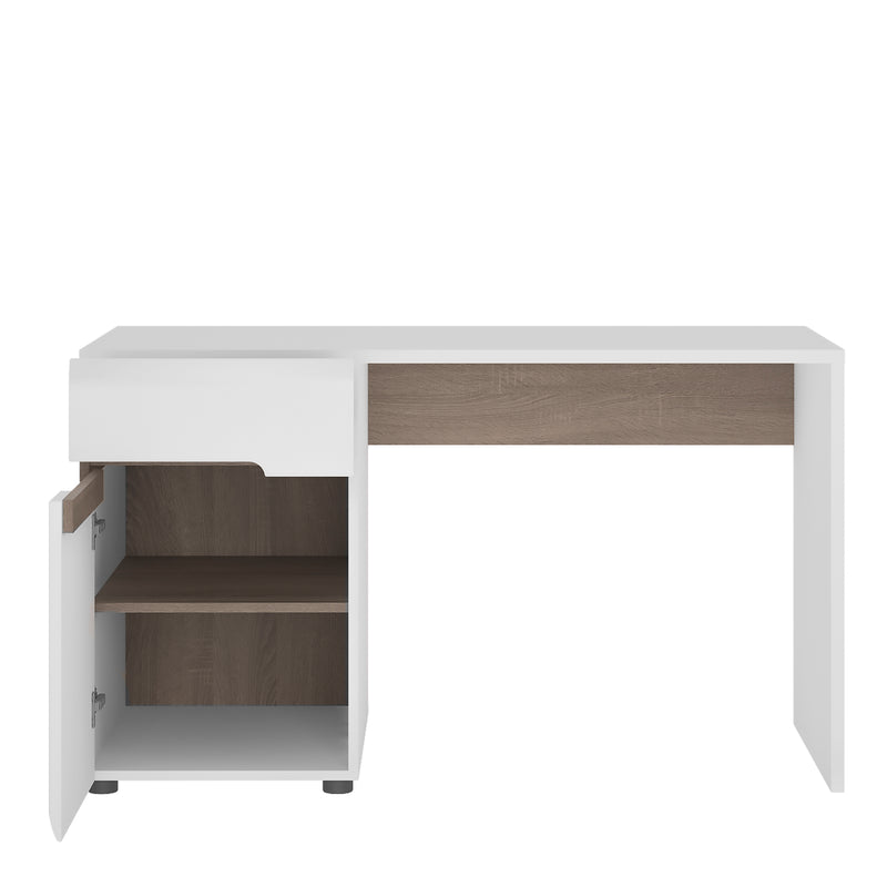Chelsea Bedroom Desk/Dressing Table in White with a Truffle Oak Trim — side angle