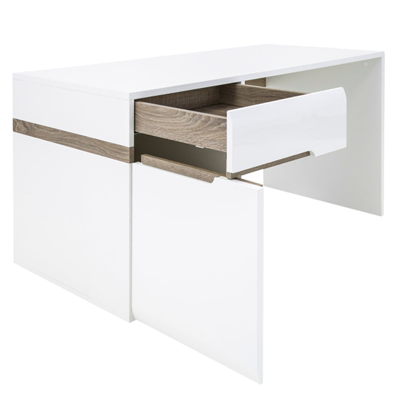 Chelsea Bedroom Desk/Dressing Table in White with a Truffle Oak Trim — detail view