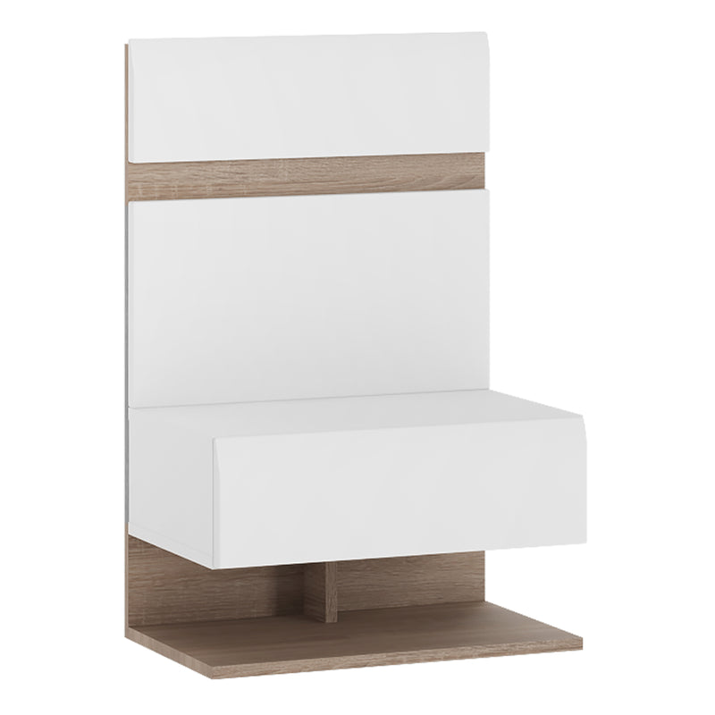 Chelsea Bedroom Bedside Extension for Bed in White with a Truffle Oak Trim — front view