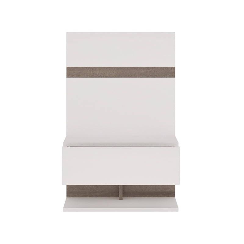 Chelsea Bedroom Bedside Extension for Bed in White with a Truffle Oak Trim — side angle