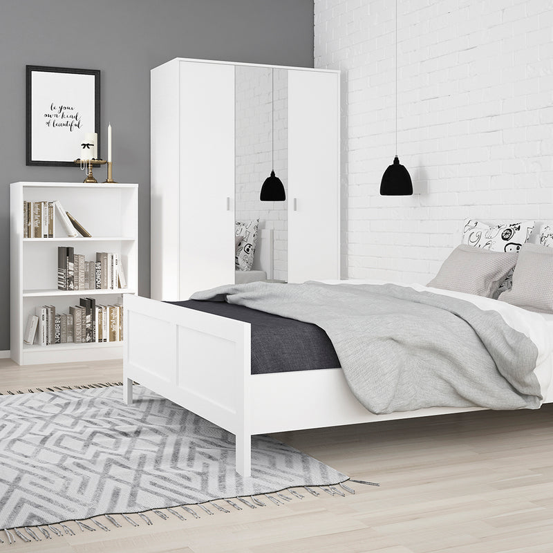 4 You Medium Wide Bookcase in Pearl White — side angle