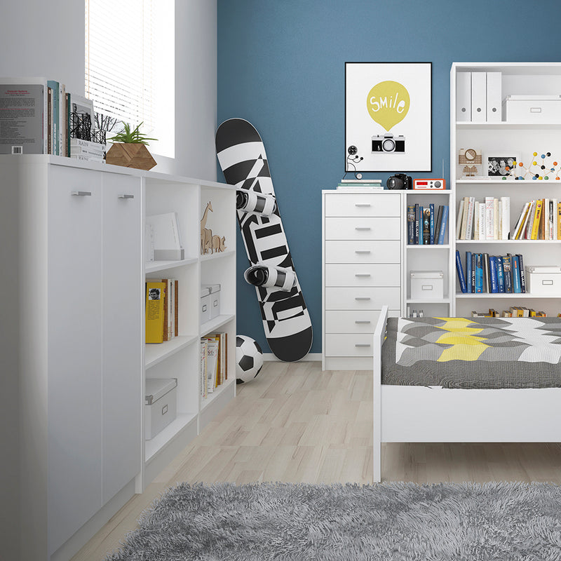 4 You Medium Wide Bookcase in Pearl White — detail view