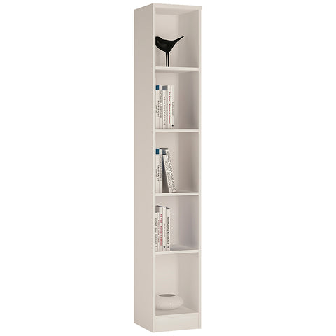 4 You Tall Narrow Bookcase in Pearl White — front view