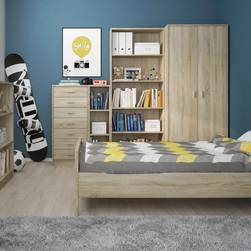 4 You Tall Narrow Bookcase in Sonama Oak — side angle