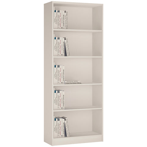 4 You Tall Wide Bookcase in Pearl White — front view