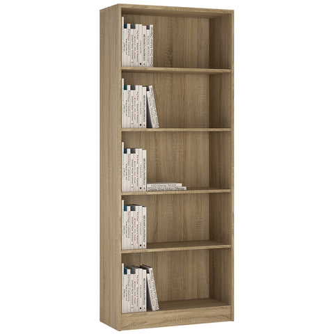 4 You Tall Wide Bookcase in Sonoma Oak — front view