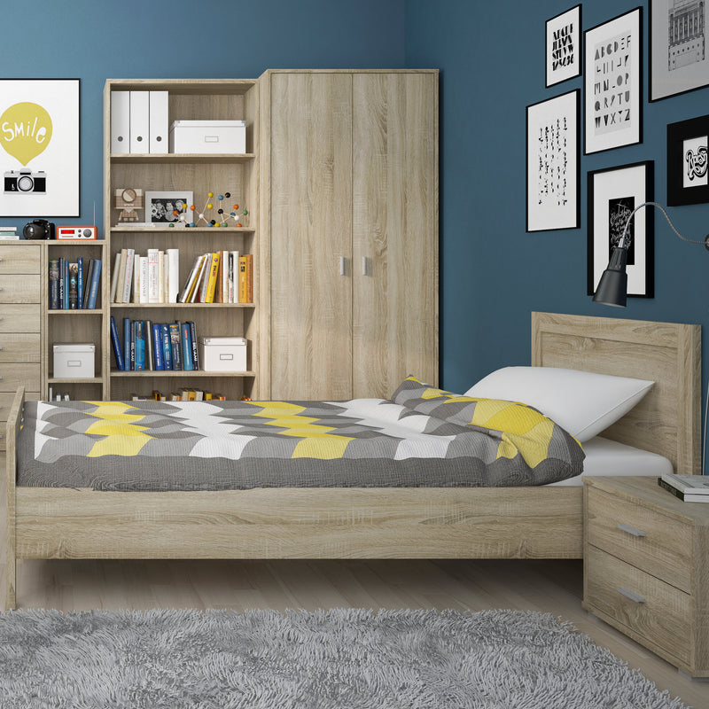 4 You Tall Wide Bookcase in Sonoma Oak — side angle
