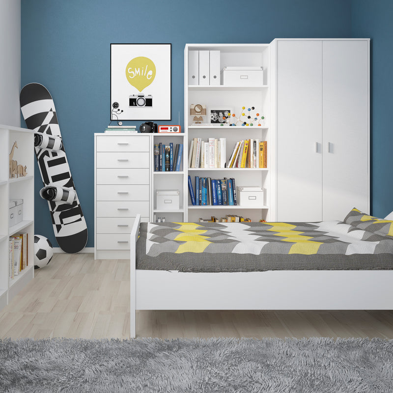 4 You Medium Narrow Bookcase in Pearl White — side angle