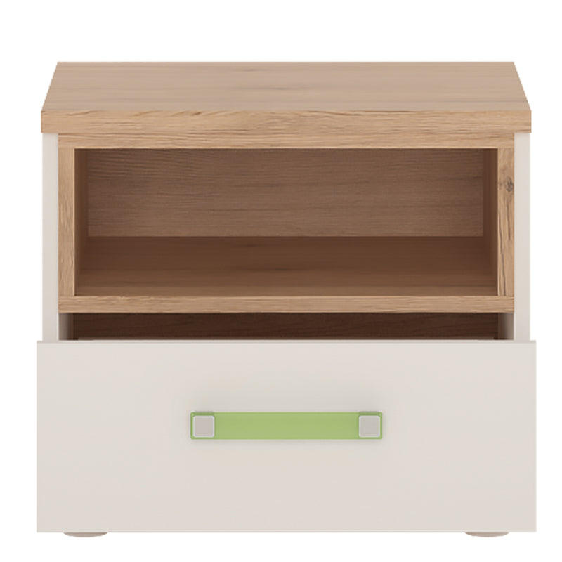 4KIDS 1 Drawer Bedside Cabinet with Lemon Handles — side angle