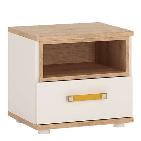 4KIDS 1 Drawer Bedside Cabinet with Orange Handles — front view