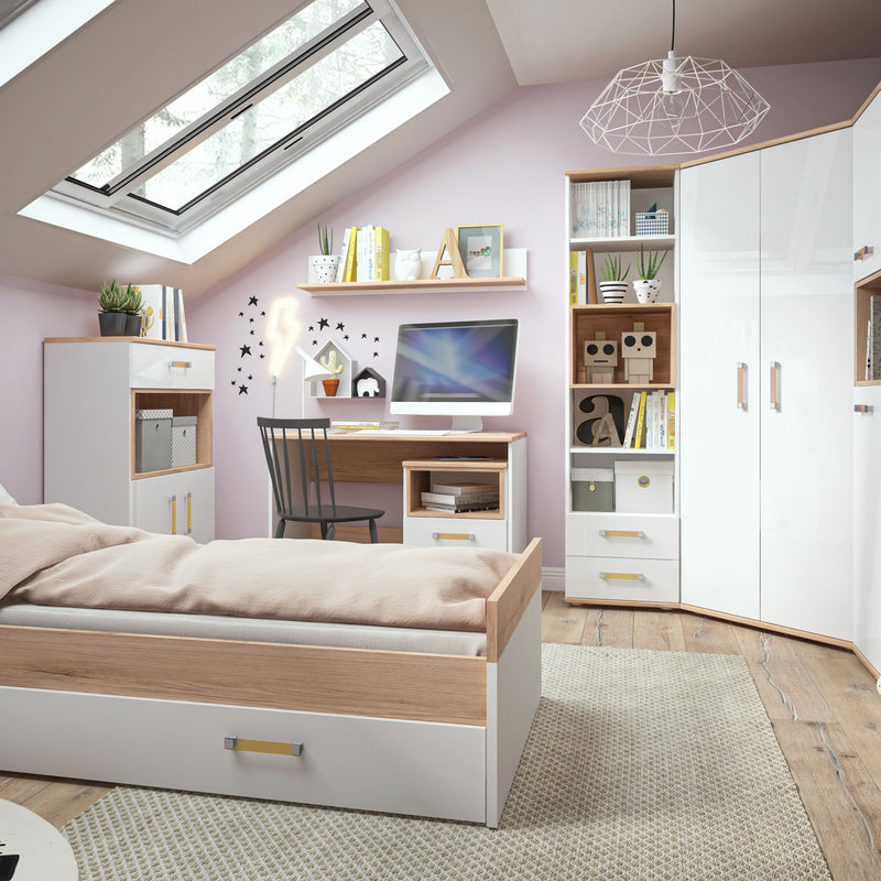 4KIDS 1 Drawer Bedside Cabinet with Orange Handles — alternative angle