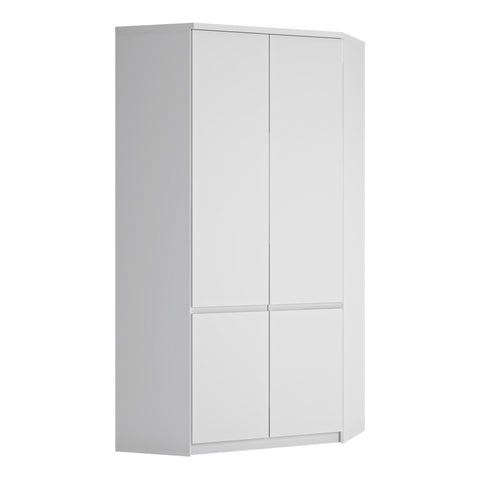Fribo Corner Wardrobe 2 Door in Alpine White — front view
