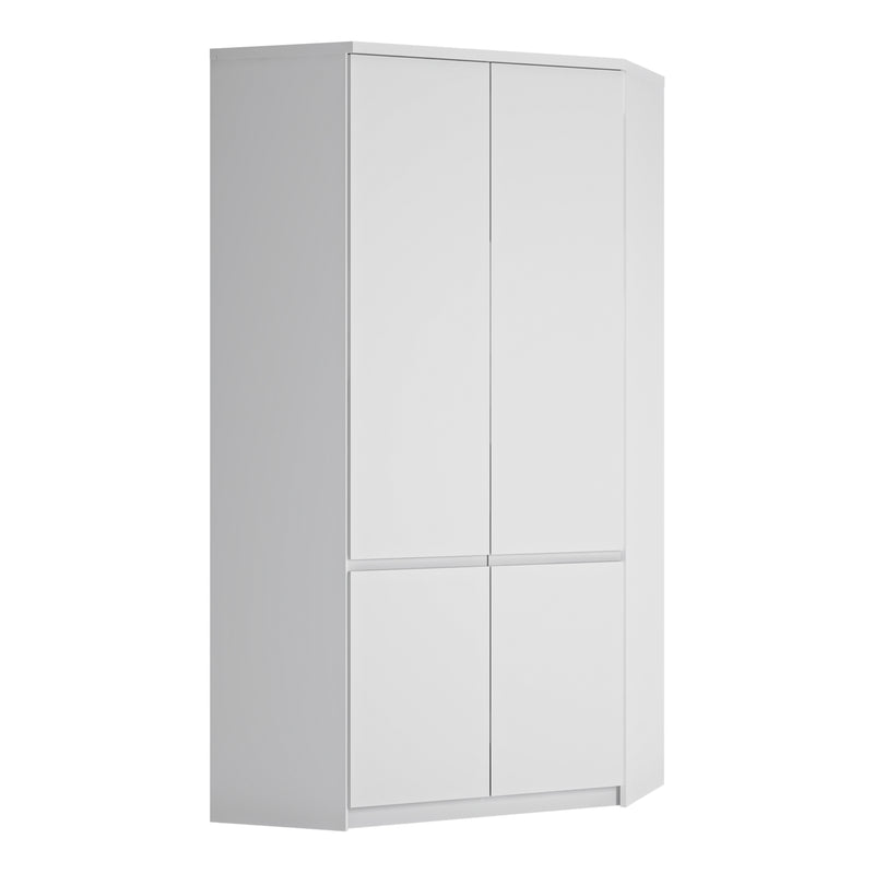 Fribo Corner Wardrobe 2 Door in Alpine White — front view