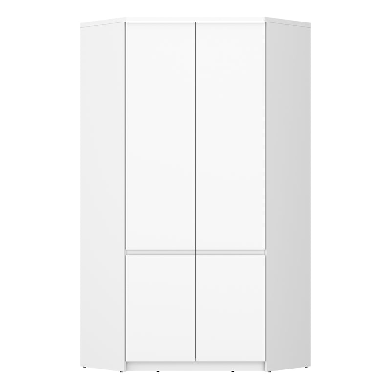 Fribo Corner Wardrobe 2 Door in Alpine White — side angle