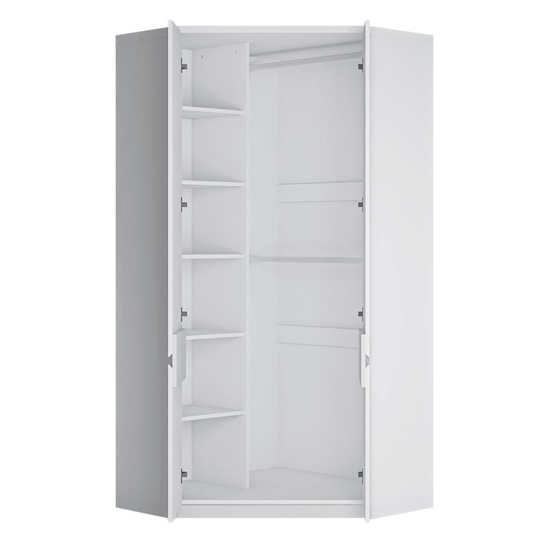 Fribo Corner Wardrobe 2 Door in Alpine White — detail view