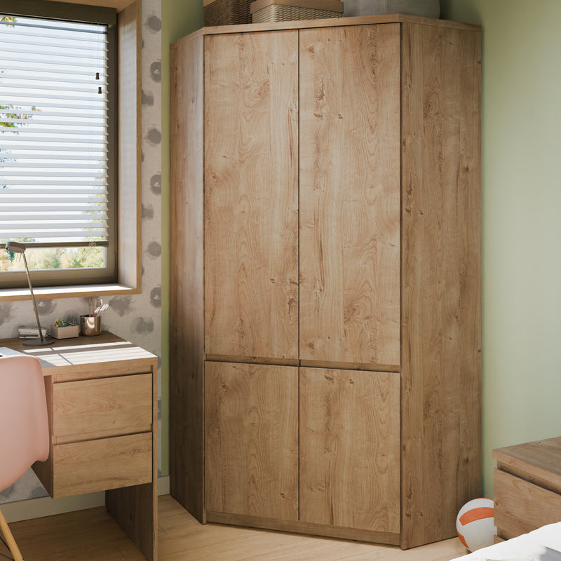Fribo Corner Wardrobe 2 Door in Golden Ribbeck Oak — alternative angle