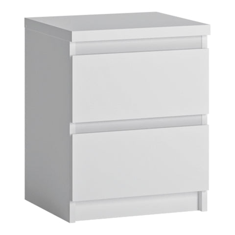 Fribo Bedside Cabinet 2 Drawer in Alpine White — front view