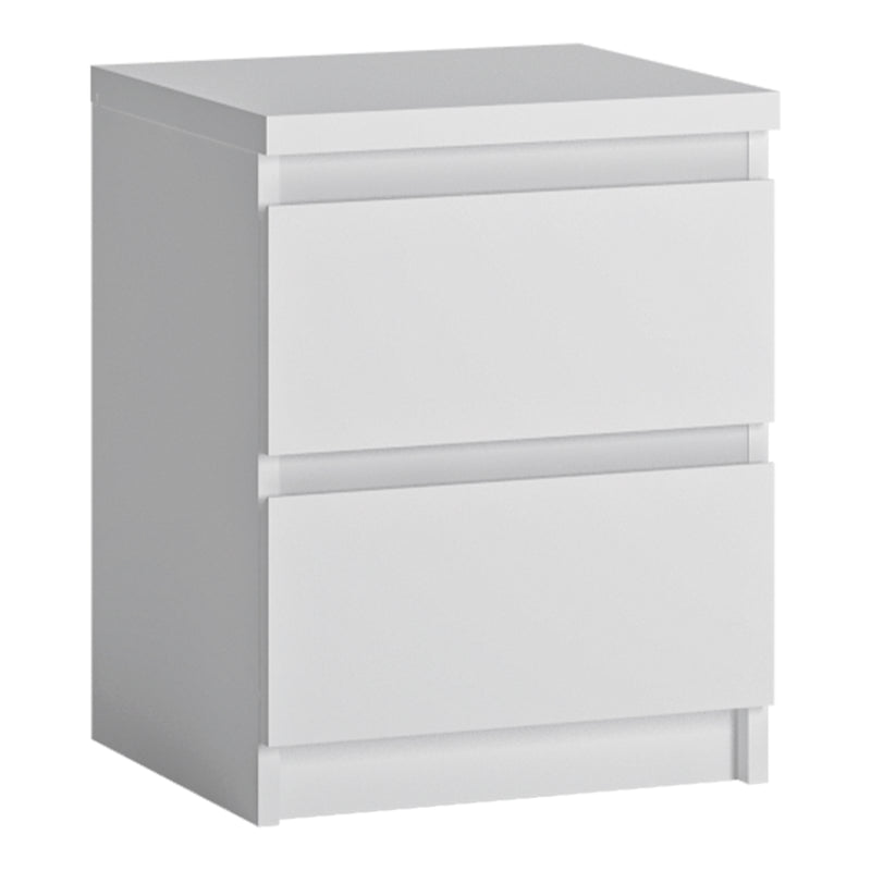 Fribo Bedside Cabinet 2 Drawer in Alpine White — front view