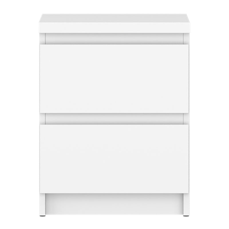 Fribo Bedside Cabinet 2 Drawer in Alpine White — side angle