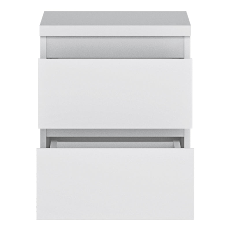 Fribo Bedside Cabinet 2 Drawer in Alpine White — detail view