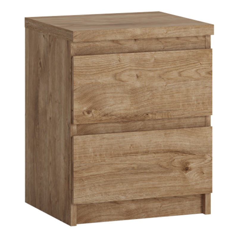 Fribo Bedside Cabinet 2 Drawer in Golden Ribbeck Oak — front view
