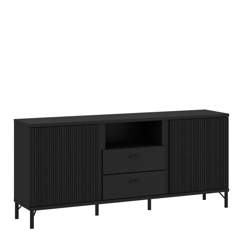 Lusaka TV Cabinet 2 Door 2 Drawer in Black Graphite — front view