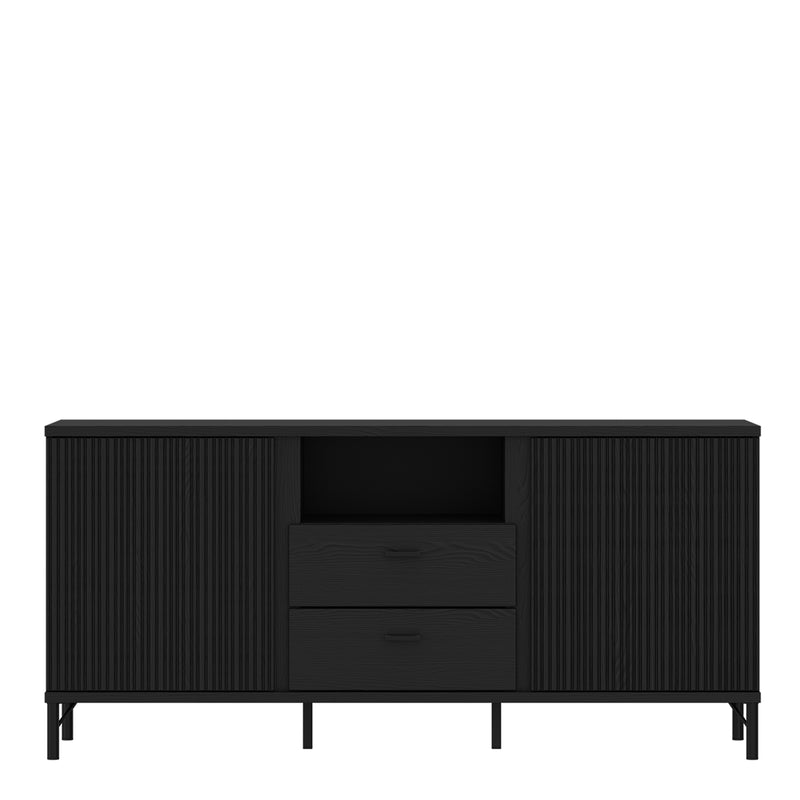 Lusaka TV Cabinet 2 Door 2 Drawer in Black Graphite — side angle