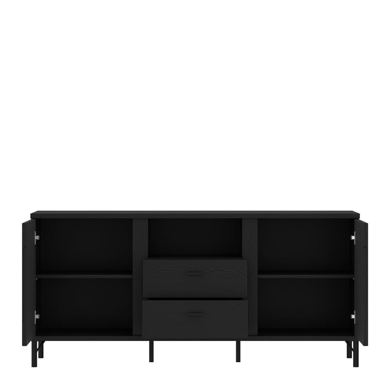 Lusaka TV Cabinet 2 Door 2 Drawer in Black Graphite — detail view