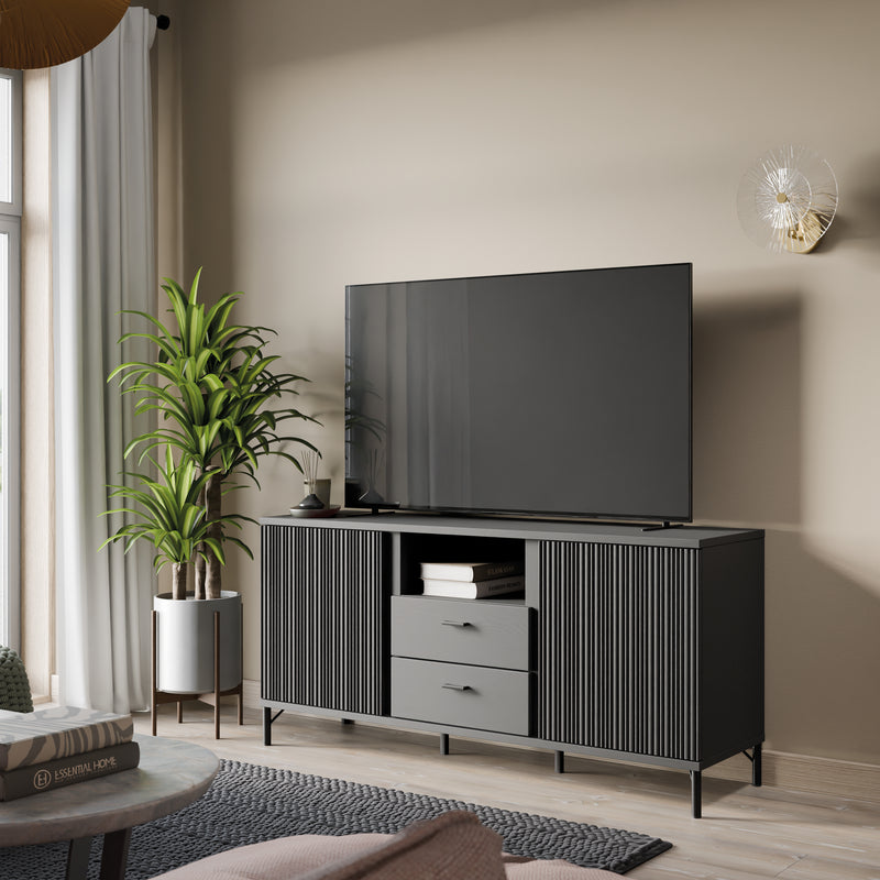 Lusaka TV Cabinet 2 Door 2 Drawer in Black Graphite — alternative angle