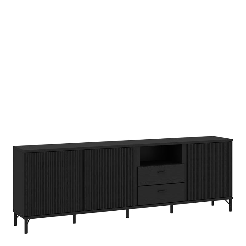 Lusaka TV Cabinet 3 Door 2 Drawer in Black Graphite — front view