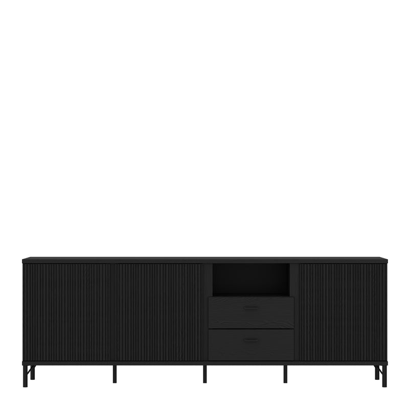 Lusaka TV Cabinet 3 Door 2 Drawer in Black Graphite — side angle