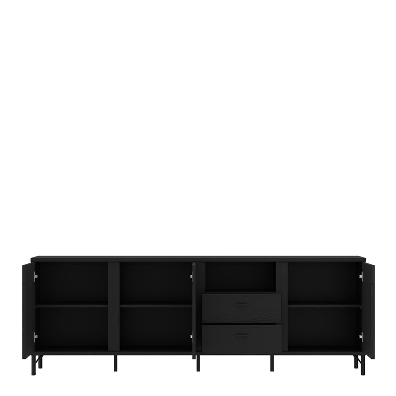 Lusaka TV Cabinet 3 Door 2 Drawer in Black Graphite — detail view
