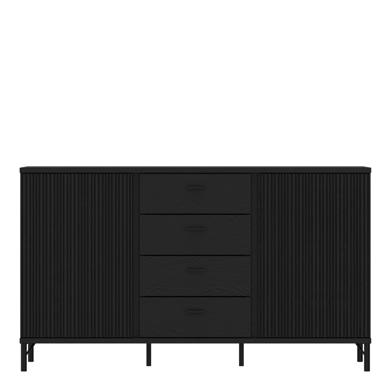 Lusaka Sideboard 2 Door 4 Drawer in Black Graphite — side angle