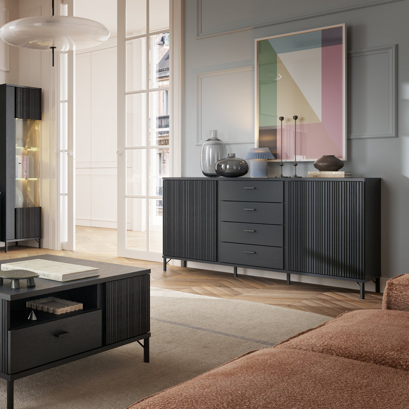 Lusaka Sideboard 2 Door 4 Drawer in Black Graphite — alternative angle