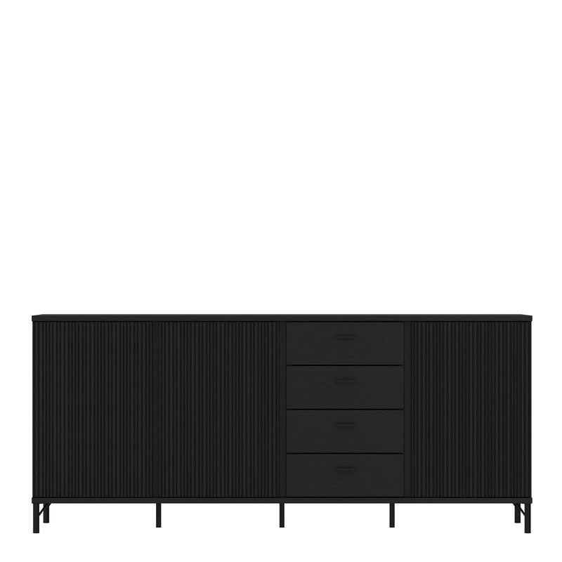 Lusaka Sideboard 3 Door 4 Drawer in Black Graphite — side angle