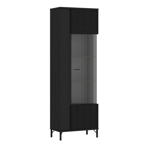 Lusaka Display Cabinet 1 Door in Black Graphite — front view