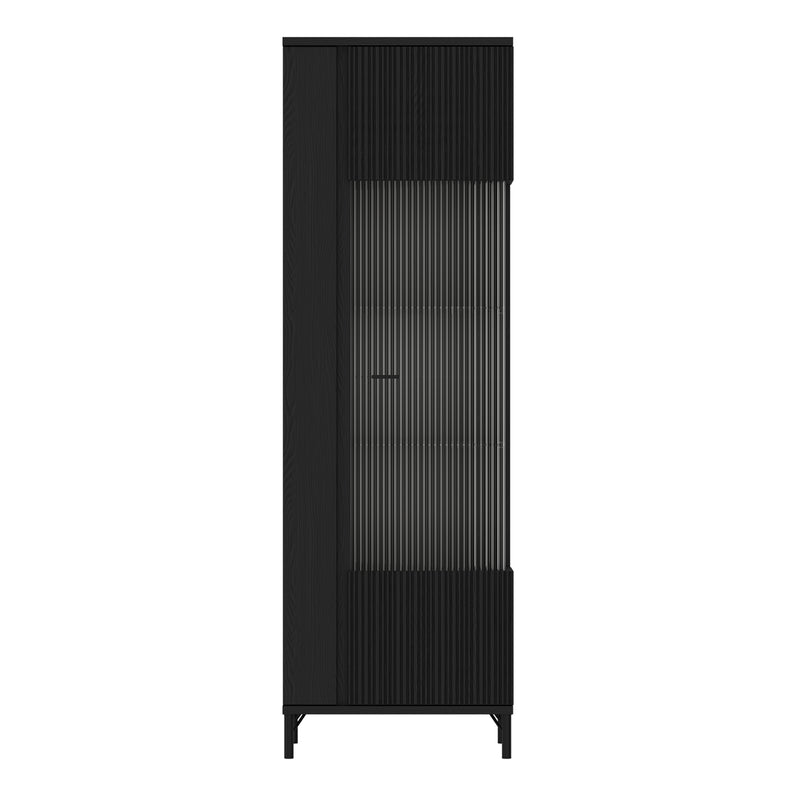 Lusaka Display Cabinet 1 Door in Black Graphite — side angle
