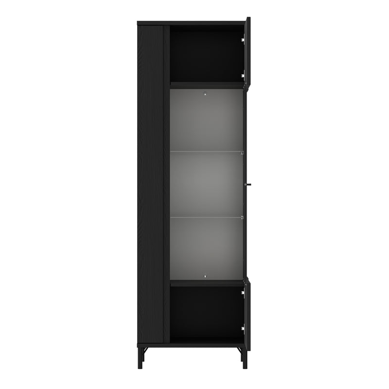 Lusaka Display Cabinet 1 Door in Black Graphite — detail view