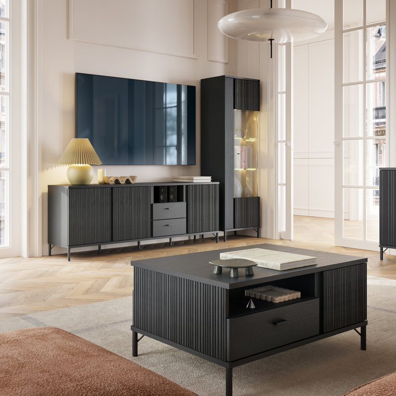 Lusaka Display Cabinet 1 Door in Black Graphite — alternative angle