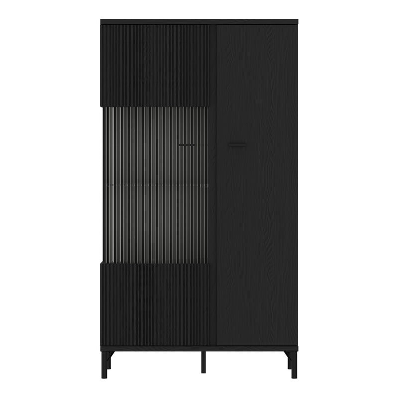 Lusaka Display Cabinet 2 Door in Black Graphite — side angle